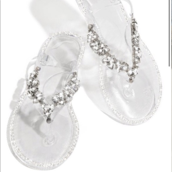 Fancy Clear Rhinestone Jelly Sandals - Picture 2 of 9
